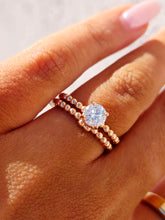 Load image into Gallery viewer, 14K Rose Gold Beaded Engagement Ring &amp; Wedding Band Set