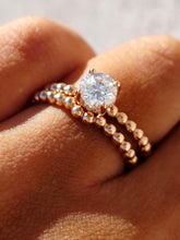 Load image into Gallery viewer, 14K Rose Gold Beaded Engagement Ring &amp; Wedding Band Set