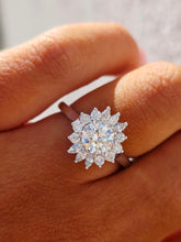 Load image into Gallery viewer, Diamond Floral Engagement Ring - 14k White Gold - GIA Certified