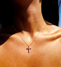 Load image into Gallery viewer, 1 Carat Diamond Cross Pendant &amp; Chain Necklace - 14K Yellow Gold