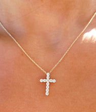 Load image into Gallery viewer, 1 Carat Diamond Cross Pendant &amp; Chain Necklace - 14K Yellow Gold