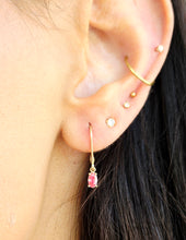 Load image into Gallery viewer, Pink Lab Diamond Leverback Earrings - 14K Yellow Gold