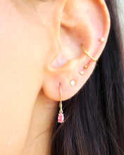 Load image into Gallery viewer, Pink Lab Diamond Leverback Earrings - 14K Yellow Gold