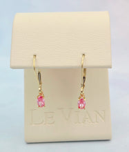 Load image into Gallery viewer, Pink Lab Diamond Leverback Earrings - 14K Yellow Gold