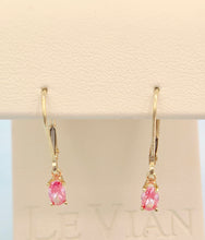 Load image into Gallery viewer, Pink Lab Diamond Leverback Earrings - 14K Yellow Gold