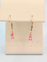 Load image into Gallery viewer, Pink Lab Diamond Leverback Earrings - 14K Yellow Gold