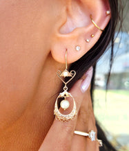 Load image into Gallery viewer, Vintage Dangle Pearl Earrings - 14K Yellow Gold - Estate