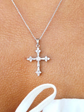 Load image into Gallery viewer, Baguette Diamond Cross &amp; Chain - 14K White Gold