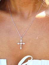 Load image into Gallery viewer, Baguette Diamond Cross &amp; Chain - 14K White Gold