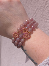Load image into Gallery viewer, Flower Bead on Strawberry Quartz Beaded Bracelet - Elena Michele