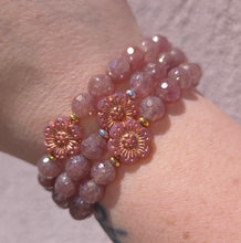 Load image into Gallery viewer, Flower Bead on Strawberry Quartz Beaded Bracelet - Elena Michele