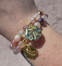 Load image into Gallery viewer, Rose Stamp on Mystic Pink Healing Quartz Beaded Bracelet - Elena Michele