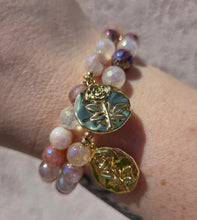 Load image into Gallery viewer, Rose Stamp on Mystic Pink Healing Quartz Beaded Bracelet - Elena Michele