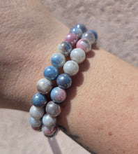 Load image into Gallery viewer, Slate Blue Electroplated Glass Beaded Bracelet - Elena Michele