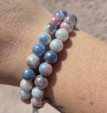 Load image into Gallery viewer, Slate Blue Electroplated Glass Beaded Bracelet - Elena Michele
