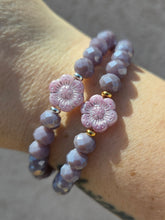 Load image into Gallery viewer, Flower Bead on Dusty Purple Beaded Bracelet - Elena Michele