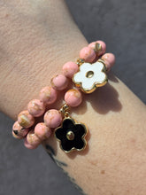 Load image into Gallery viewer, Enamel Flower on Pink Mother of Pearl Beaded Bracelet - Elena Michele