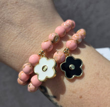 Load image into Gallery viewer, Enamel Flower on Pink Mother of Pearl Beaded Bracelet - Elena Michele