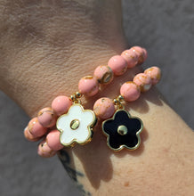 Load image into Gallery viewer, Enamel Flower on Pink Mother of Pearl Beaded Bracelet - Elena Michele