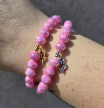 Load image into Gallery viewer, Tulip on Bubblegum Shimmer Beaded Bracelet - Elena Michele