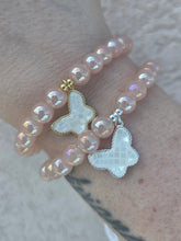 Load image into Gallery viewer, Butterfly Charm on Coated Rose Quartz Beaded Bracelet - Elena Michele