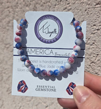 Load image into Gallery viewer, 6mm Red, White &amp; Blue Jade - America Stacker - TJazelle HELP Collection