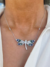 Load image into Gallery viewer, Dragonfly Colorful CZ Necklace - Sterling Silver