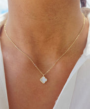 Load image into Gallery viewer, Mini White Mother Of Pearl Clover Necklace