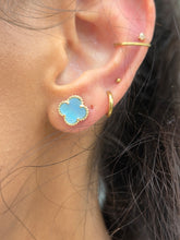 Load image into Gallery viewer, Blue Mother of Pearl Clover Earrings - Sterling Silver