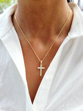 Load image into Gallery viewer, Pave CZ Cross Necklace - Gold Plated