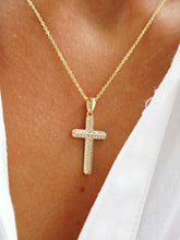 Load image into Gallery viewer, Pave CZ Cross Necklace - Gold Plated