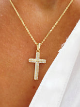 Load image into Gallery viewer, Pave CZ Cross Necklace - Gold Plated