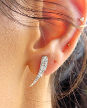 Load image into Gallery viewer, Diamond Angel Wing Stud Earrings - 14K White Gold