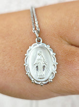 Load image into Gallery viewer, Vintage Style Mother Mary on 16" Cable Chain - Sterling Silver