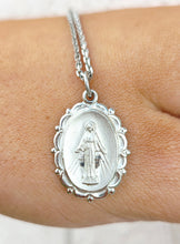 Load image into Gallery viewer, Vintage Style Mother Mary on 16" Cable Chain - Sterling Silver