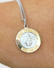 Load image into Gallery viewer, Saint Peregrine Two Tone Religious Medal &amp; Chain - Sterling Silver