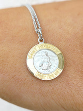 Load image into Gallery viewer, Saint Peregrine Two Tone Religious Medal &amp; Chain - Sterling Silver