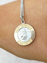 Load image into Gallery viewer, Saint Peregrine Two Tone Religious Medal &amp; Chain - Sterling Silver
