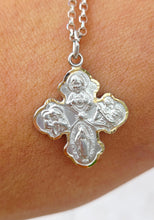 Load image into Gallery viewer, Four Way Medal Cross on Cable Chain - Sterling Silver