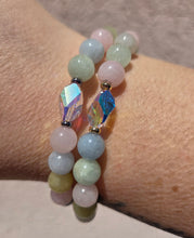 Load image into Gallery viewer, Crystal AB "Bethaney" on Morganite Beaded Bracelet - Stash