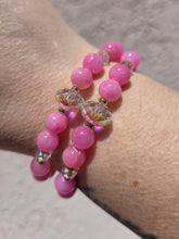 Load image into Gallery viewer, Crystal AB "Erin" on Misty Rose Jade Beaded Bracelet - Stash