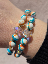 Load image into Gallery viewer, Crystal AB "Erin" on Blue Orange Rain Flower Jade Beaded Bracelet - Stash