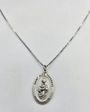 Load image into Gallery viewer, Saint Jude Oval Medal on 24" Box Chain - Sterling Silver