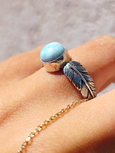 Load image into Gallery viewer, Feather &amp; Larimar Ring - Sterling Silver