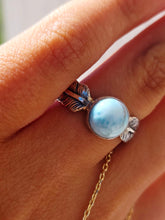 Load image into Gallery viewer, Feather &amp; Larimar Ring - Sterling Silver