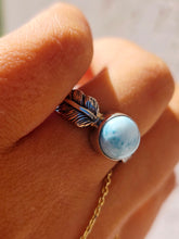 Load image into Gallery viewer, Feather &amp; Larimar Ring - Sterling Silver