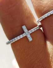 Load image into Gallery viewer, Sideways Cross Ring - Clear CZ - Sterling Silver