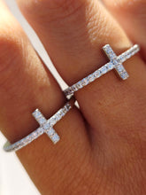 Load image into Gallery viewer, Sideways Cross Ring - Clear CZ - Sterling Silver