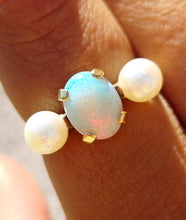 Load image into Gallery viewer, Opal and Pearl Ring - 10K Yellow Gold - Estate