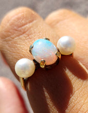 Load image into Gallery viewer, Opal and Pearl Ring - 10K Yellow Gold - Estate